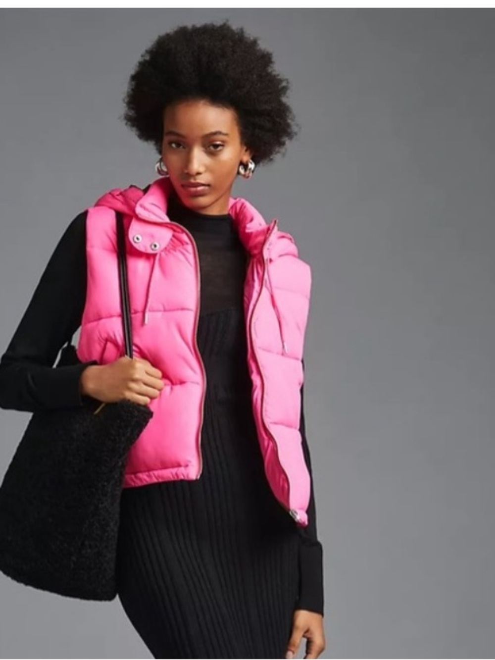 Anthropologie Pilcro Puffer Vest in Neon Pink FLAWED